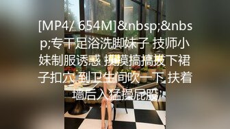 [MP4/ 654M]&nbsp;&nbsp;专干足浴洗脚妹子 技师小妹制服诱惑 摸摸搞搞拔下裙子扣穴 到卫生间吹一下 扶着墙后入猛操屁股